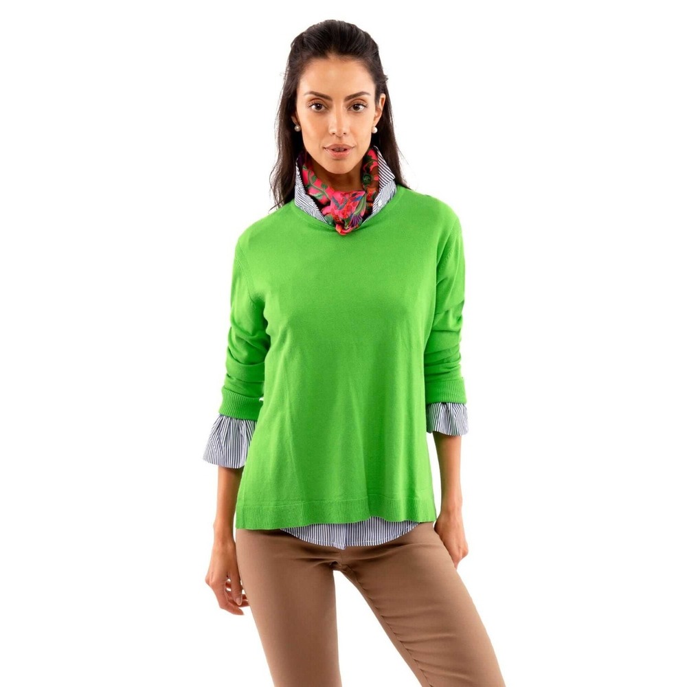 Gretchen Scott Womens Sneek A Peek Bright Kelly Green Knit Sweater Sz S NWT $129